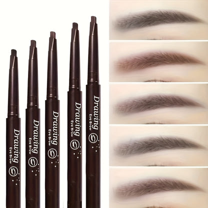 Eyebrow Pencil 12 Pack Double-Headed Automatic Waterproof Brow Pencil with Brush Tip 5 Colors Natural Makeup Long-Lasting Precision Eyebrow Definer for Women