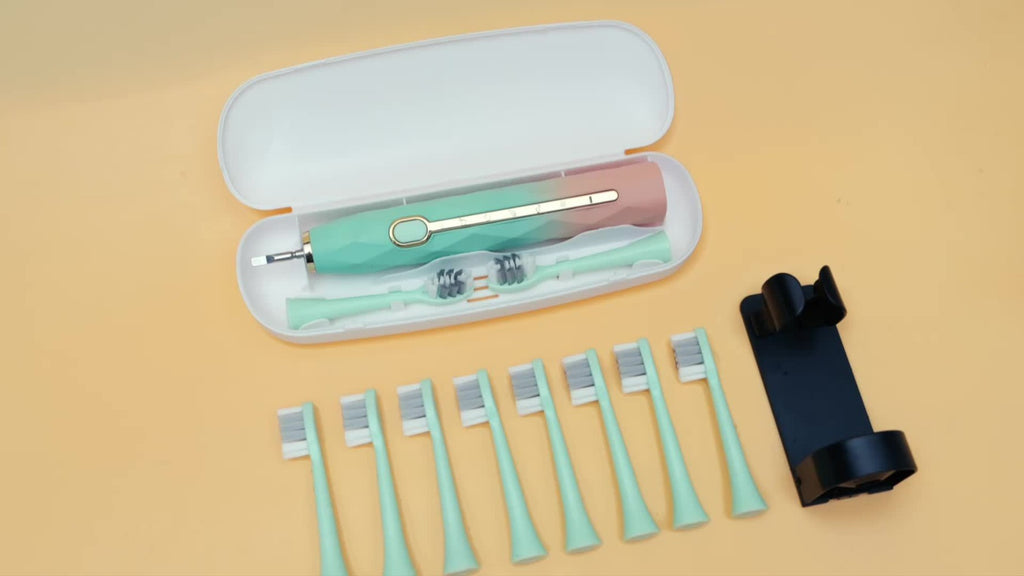 Sonic Electric Toothbrush That Is with an IPX8 Rating, Includes 8 Replacement Brush Heads, a Travel Case, And USB Charging. It Features a Metal Shaft Suitable for Both Adult Males And Females, Comes with a Toothbrush Holder