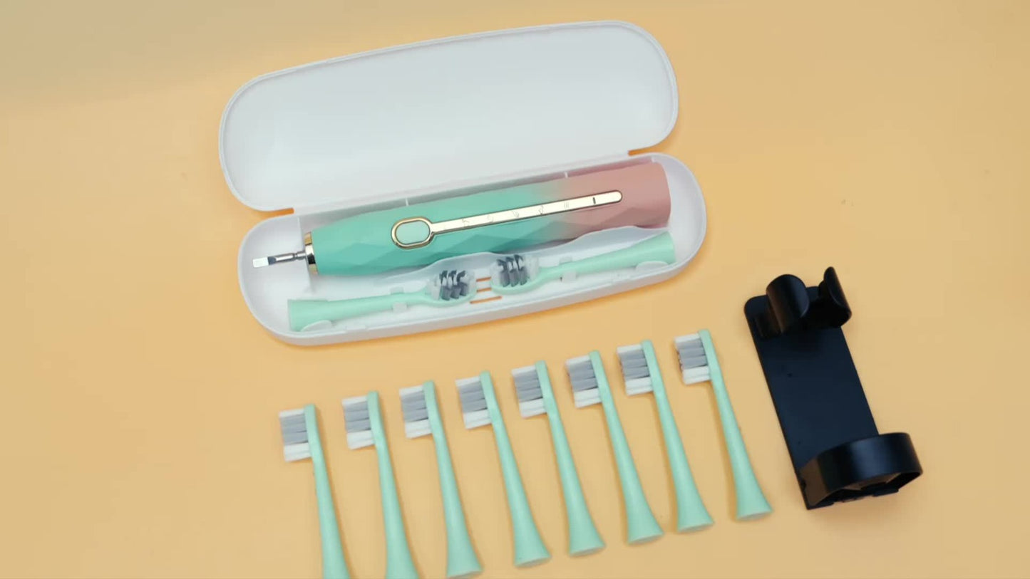 Sonic Electric Toothbrush IPX8 Waterproof with 8 Replacement Brush Heads, USB Rechargeable 500mAh, Metal Shaft, Travel Case & Toothbrush Holder, for Adults Men & Women, 5 Color Options
