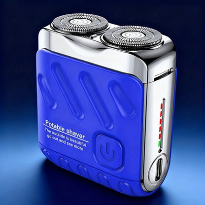 Electric Rotary Shaver for Men Portable Mini USB Rechargeable Dual Head Motor Pocket Size One-Button Operation Long Battery Life Travel Home Cordless Electric Razor Gift for Men