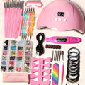 72-in-1 Stainless Steel Nail Art Tool Set with LED Nail Lamp, Glue Drying Machine, Nail Polisher, Nail Polish Brush, Nail Art Drill Pen, Finger Divider, Gel Nail Polish Kit, Nail Art Accessories, Manicure Kit, Makeup Tools, Holiday Gifts