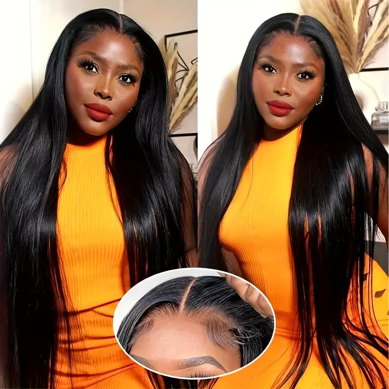 Pre Cut Glueless Wigs Real Human Hair Put on And Go Bone Straight Human Hair Wigs for Women Pre Plucked 6X4.5 Ready to Wear Instantly Without Glue 3 Seconds to Wear Glueless Wig 200 Density Transparent Lace Front Human Hair Wigs Halloween Costume