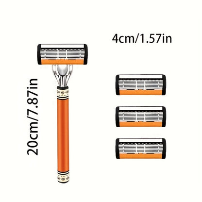 Double Edge Safety Razor Set for Men with 2 Handles & Stainless Steel Replacement Blades — Barber-Quality Close Shave Manual Shaving Kit, Reusable Eco-Friendly Razor, 24/36/54/72 Blade Options
