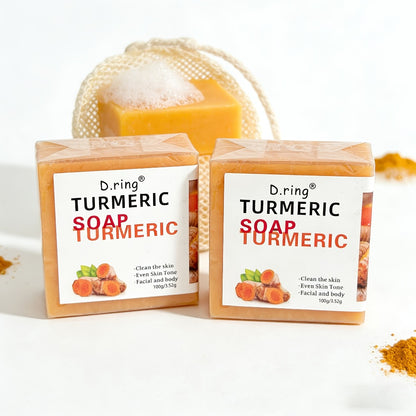 Turmeric Kojic Acid Soap Bar - Natural Lemon Brightening Face & Body Cleanser with Gentle Exfoliation, Paraben-Free Cold Processed Formula, All Skin Types, 15 Bars
