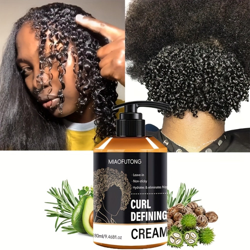 Curl Defining Cream for Men — Leave-In Styling Cream with Moroccan Argan Oil, Coconut Oil & Shea Butter, Bouncy Frizz-Free Waves, Long-Lasting Moisture & Hold, 280ml Hair Styling Treatment
