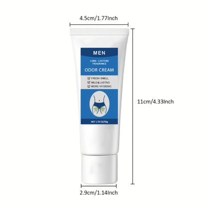 Intimate Deodorant for Men Odor Control Cream 1.76oz 50g Gentle Long-Lasting Safe for Delicate Areas Private Parts Body Odor Eliminator Daily Men Grooming