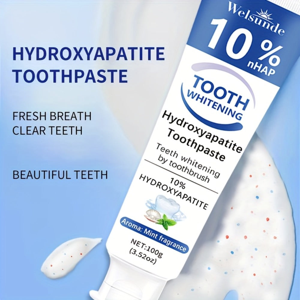 2pcs 10% Hydroxyapatite Toothpaste for Deep Cleaning & Brighter Smile, Hydroxyapatite Toothpaste - European Formula with Minty Fresh Breath, Gentle on Gums, Ideal Oral Hygiene Gift for Women & Men, suitable for everyday, Dental Care, Refreshing