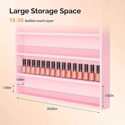 Nail Polish Rack Wall Mount Organizer 6-Tier 10-Tier Acrylic Baffle Salon Display Shelf for Home Spa Nail Studio Black White Pink