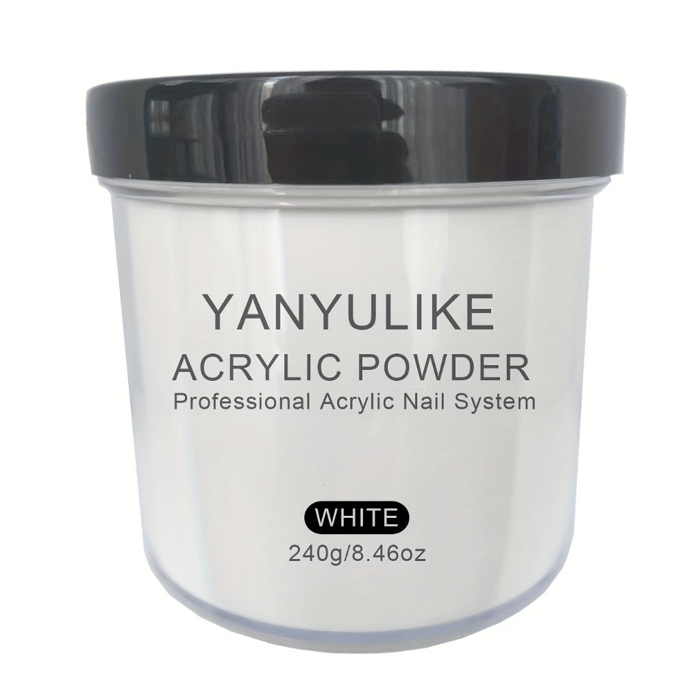 Professional 8oz Acrylic Nail Powder for Instant Nails- No/ Lamp Required, Quick- Powder Suitable for Extensions, 3D Nail Art & Carving (Transparent, White, Pink, Naked Beige)