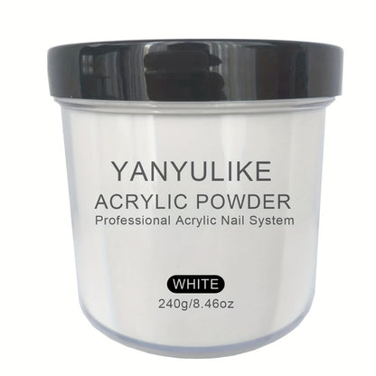 Acrylic Nail Powder 8oz Professional - No Lamp Required Clear Pink Nude White for Extensions 3D Nail Art & Carving - Fast-Set Salon Quality Powder for Beginners & Techs