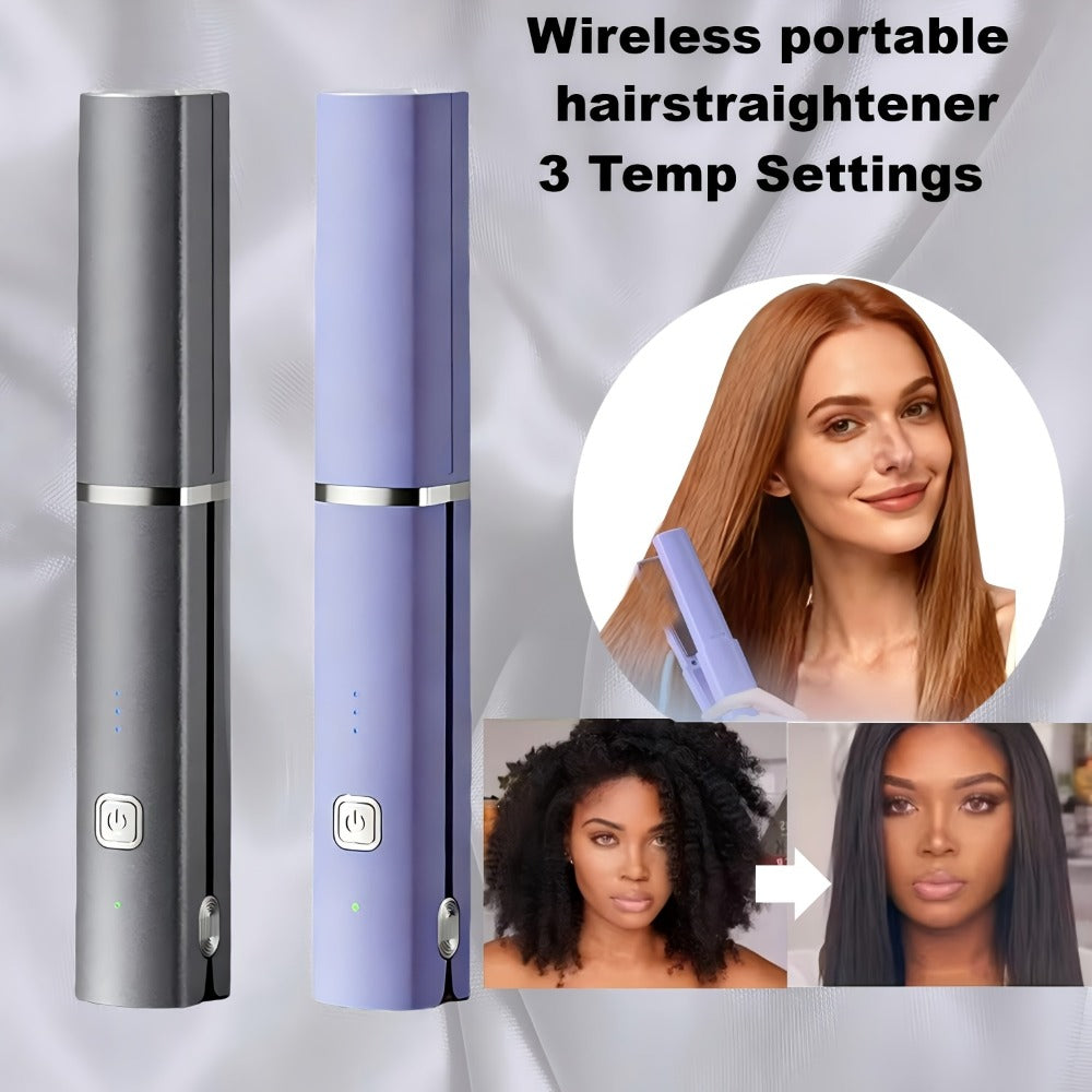 Wireless Charging Portable Negative Ion Straightener And Curler, 2600mAh Ceramic Straightener And Curling Iron Combination, Portable Styling Tool, Heat Resistant Material, Hair Styling Tool, Beauty Lover, Traveler, Christmas Gift, Female Gift