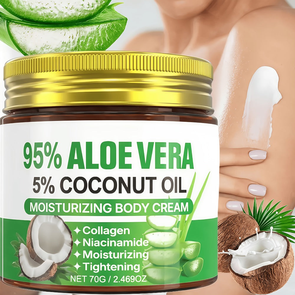 Aloe Collagen Firming Moisturizing Face Cream 2-Pack - Hyaluronic Acid & Coconut Oil Deep Hydrating Skin Care for Dry Skin, Anti-Aging Tightening Cream for All Skin Types, Women's Daily Moisturizer