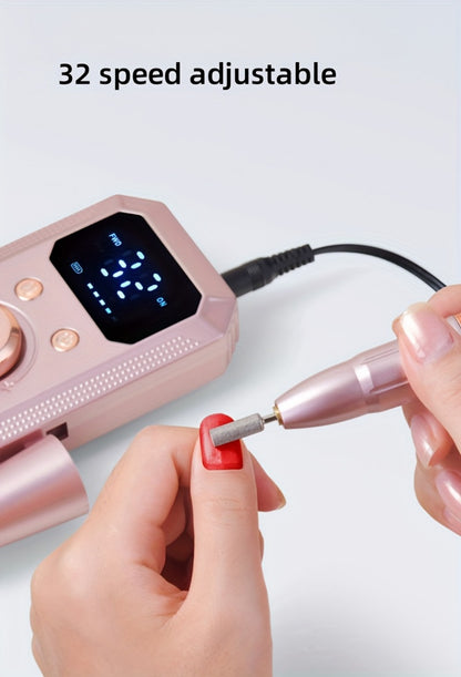 Electric Nail Grinder Rechargeable 11 Grinding Heads 20 Sanding Rings High-Speed Nail Drill Machine for Acrylic Gel Nails Home Salon Manicure Pedicure Tool Gift