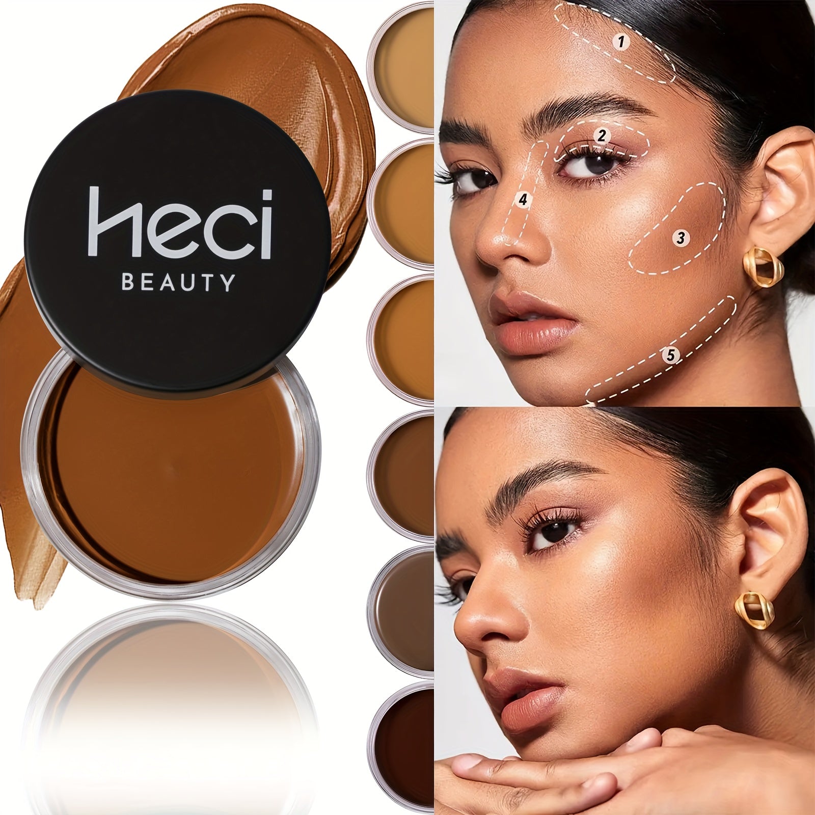 Matte Velvet Foundation Cream (for Medium to Dark), Nourishing Non-Caking Foundation-Full Coverage, Long Lasting Controls Oil & Waterproof, Pore-less, Smudge-proof, Not Easy to Remove, 0.7oz BIG Volume Flawless Cream Bronzer Makeup