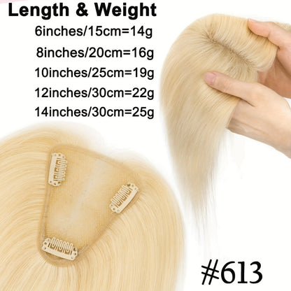 Hair Topper Human Hair Clip In Lace Base 8x10cm — Curtain Bangs, Thinning Hair Coverage, Highlight Blonde #27 #613 #12P613 #4P27, 6–14 Inch Women's Hairpiece