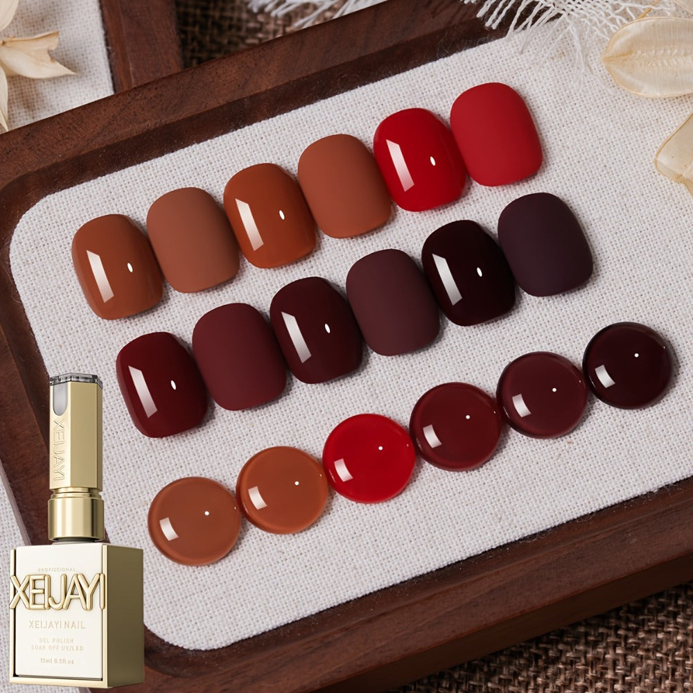 Spring Nail Trends 2025 Bright Nail 6pcs Set 0.51oz New Popular Red Wine Nail Gel Semi Permanent Nail Art Soaking LED Nail Salon DIY Nail Salon Gel