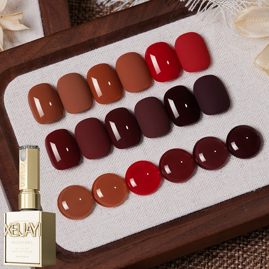 Spring Nail Trends 2025 Bright Nail 6pcs Set 0.51oz New Popular Red Wine Nail Gel Semi Permanent Nail Art Soaking LED Nail Salon DIY Nail Salon Gel