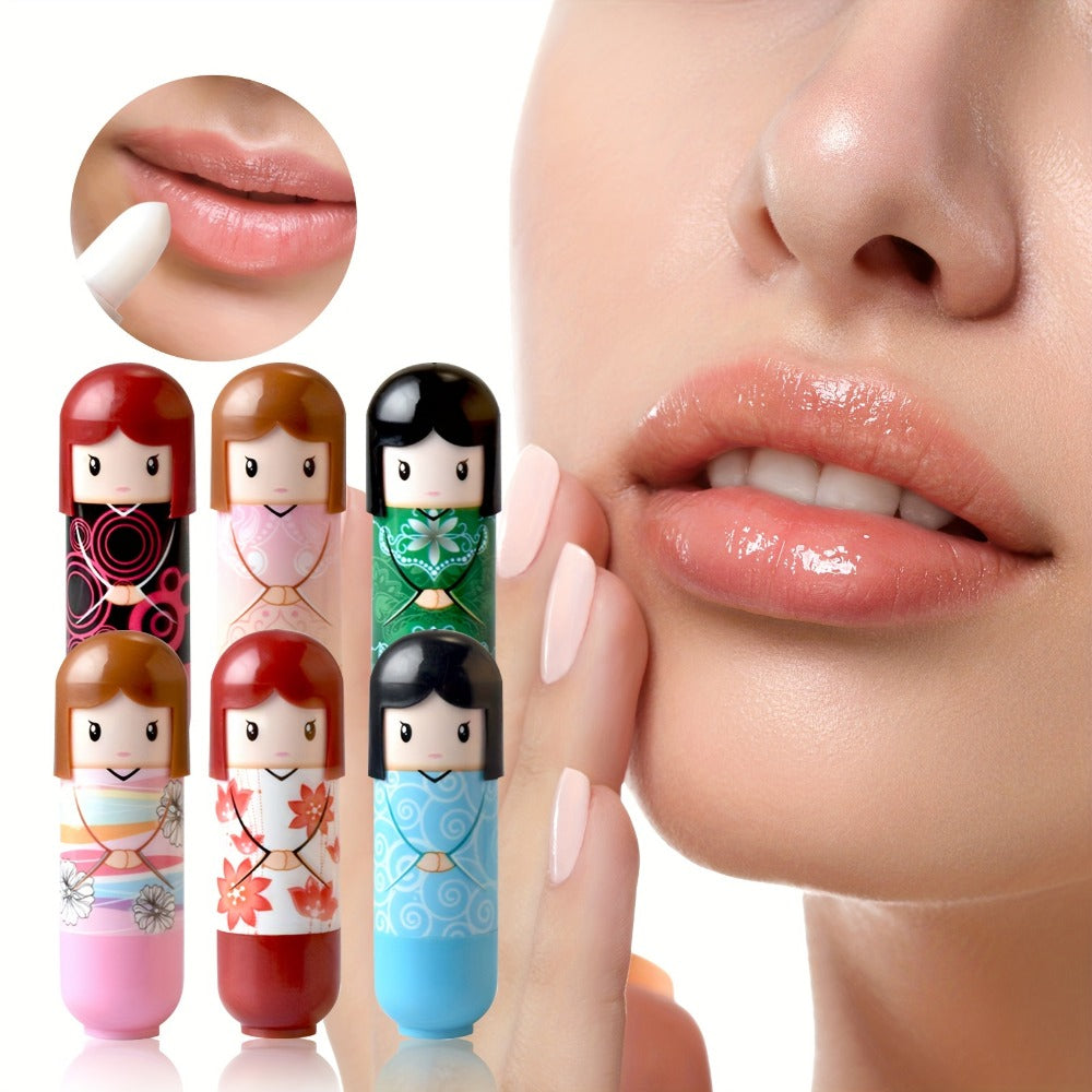 Set of 24 Lip Balms in a Charming Doll Design, Keeps Lips Safe, Provides Lasting Hydration, And Helps Avoid Dryness Each X 24