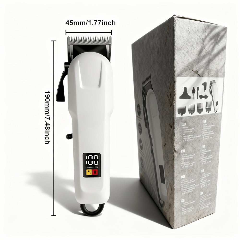 1PCProfessional Hair Clipper Kit for Home & Salon Use - Durable Stainless Steel Blade, Digital Display, USB Rechargeable - Perfect Gift for Father's Day, Valentine's, Birthday, Holidays & Friends