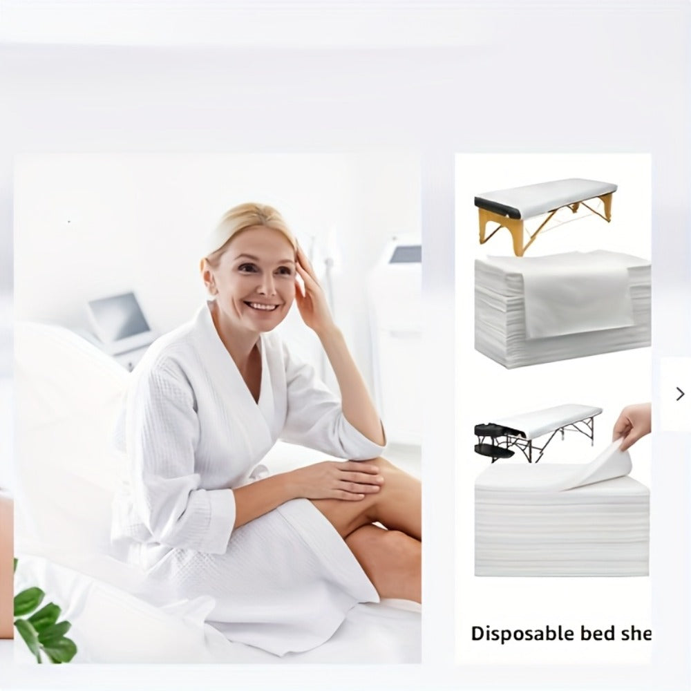 100pcDisposable Spa Bed Sheets - Massage Therapists, Estheticians, Hotel Staff, Tattoo Artists, Campers - Twill, Non-woven, Stain Resistant, All Seasons, Space - Suitable For Massage Therapy, Beauty Salon, Hotels