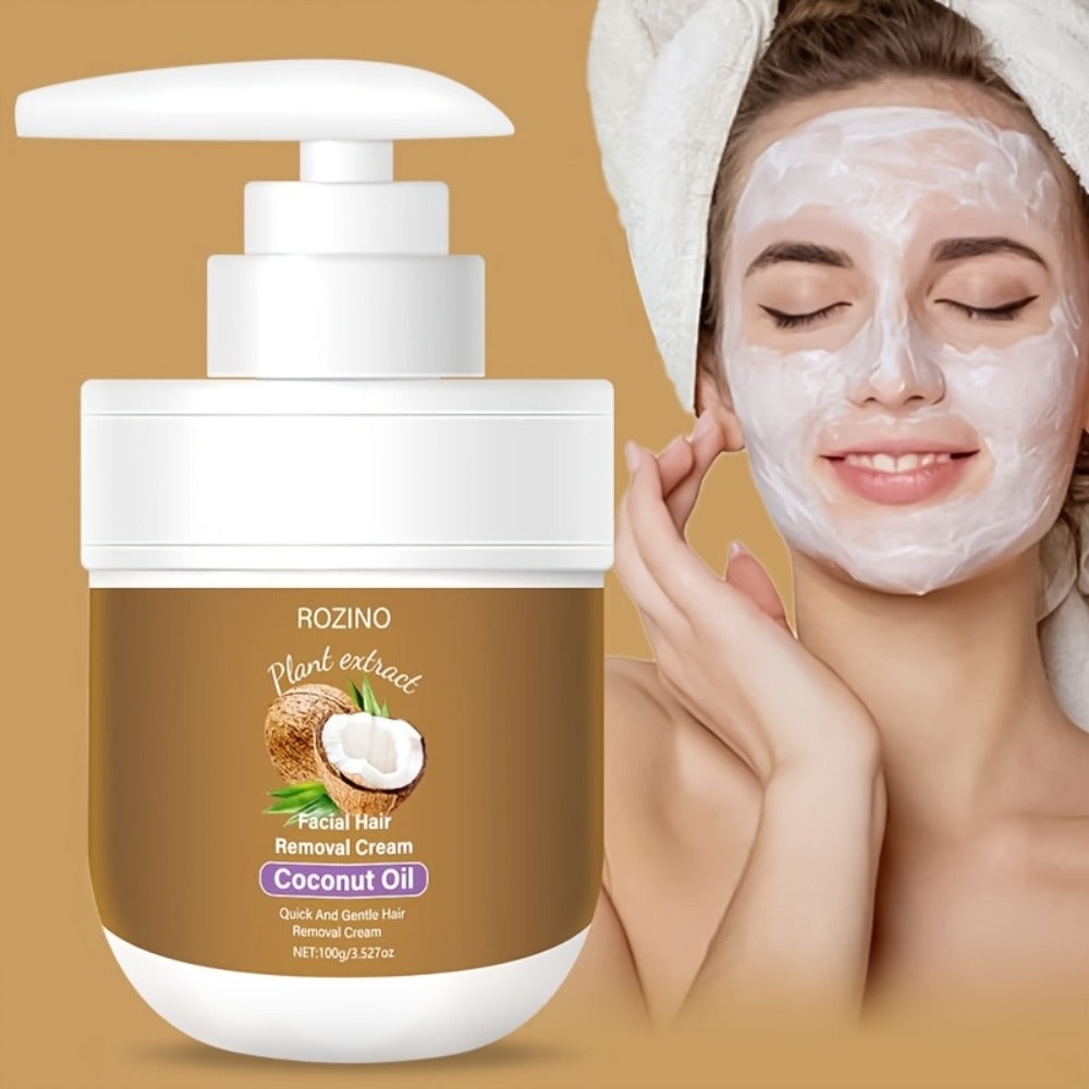Set of 2 Coconut Oil Facial Hair Removal Creams, Formulated with Natural Components, Effectively Unwanted Facial Hair, Deeply Hydrates The Skin, Minimizes Irritation And Discomfort