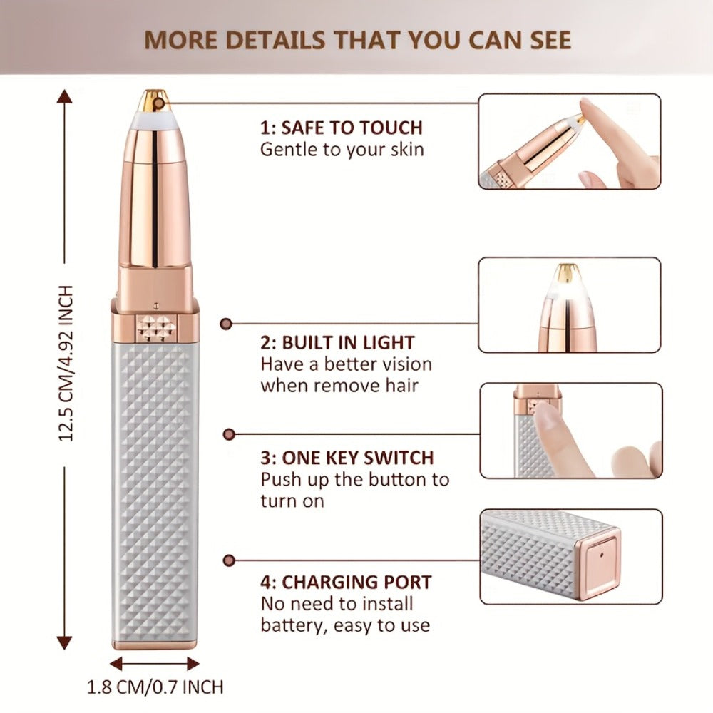 Facial Hair Trimmer for Women, 2 In1 Eyebrow Epilator Eyebrow Trimmer Body Hair Groomers Electric Hair Trimmer for Eye Brows Hair Trimmer Lip Hair Shaver Facial Hair Removal Device