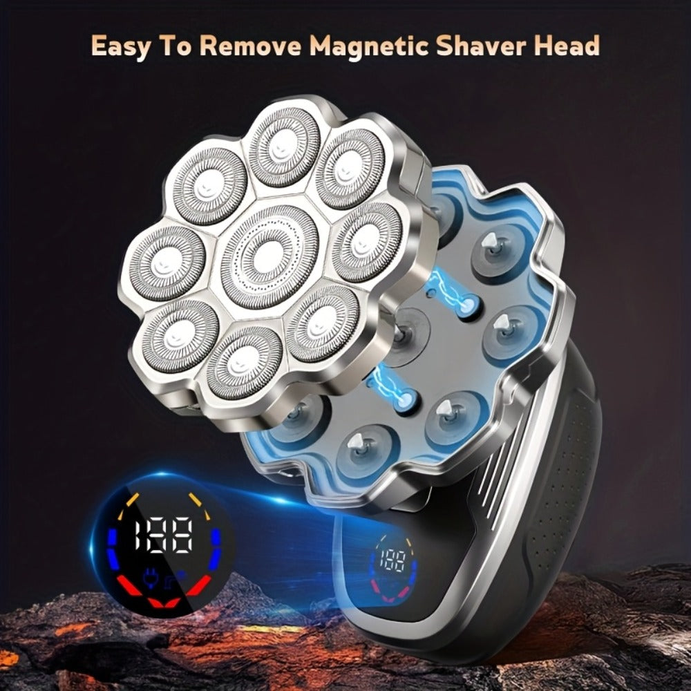 9D Upgraded Version, Men's Electric Shaver, IPX5 Waterproof Wet And Dry Double Shaving, LED Screen Display+USB-C Fast Charging, 9/7 Rotary Cutter for Bald Head, Nose Hair Trimming+Cleansing Massage Set