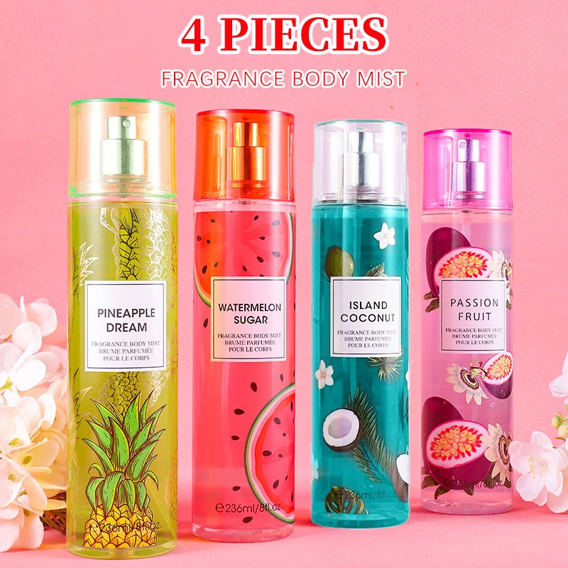 20 Scents Women's Hair and Body Fragrance Mist 4-Pack (8.4oz/pcs) - Floral Fruity Long-Lasting Body Spary for Daily Use | Dates | Gifts