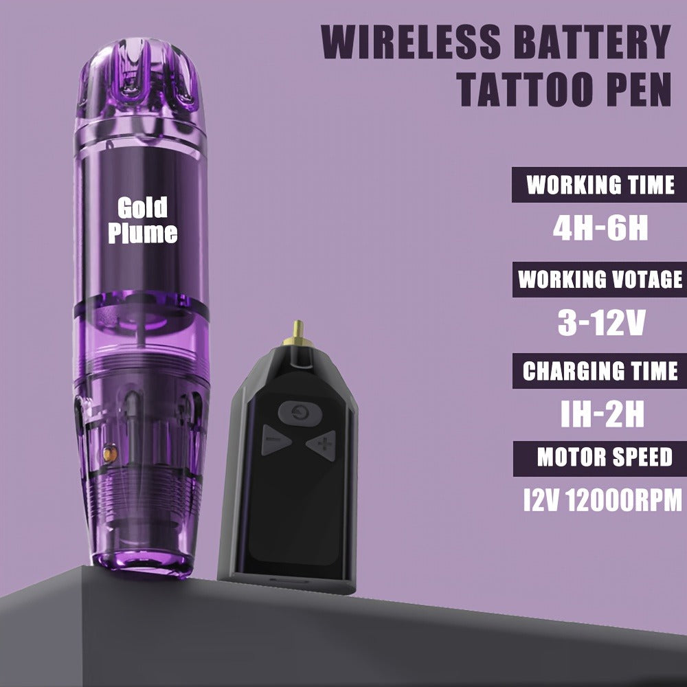 GOLDPLUME Tattoo Gun Kit Complete Set, Wireless Tattoo Gun Set, Tattoo Gun Kit with 1500mAh Tattoo Power Supply, 10 Tattoo Needles And 7 Bottles Of Tattoo Ink And Other Tattoo Supplies, Complete Tattoo Set for Beginners And Tattoo Masters