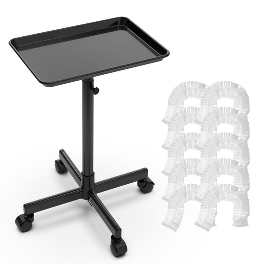 Salon Tray on Wheels with 10 Disposable Covers – Premium Adjustable Rolling Tray for Tattoo, Spa, Salon, Clinic & Hairstylist – Stylish, Dirt-Proof, Mobile Utility Trolley for Beauty & Professionals