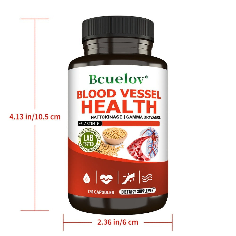 [120 Capsules] Cardiovascular Dietary Supplement - Contains Nattokinase And Gamma-Oryzanol To Support Brain And Heart Health - 120 Capsules (1 And 2 Bottles)