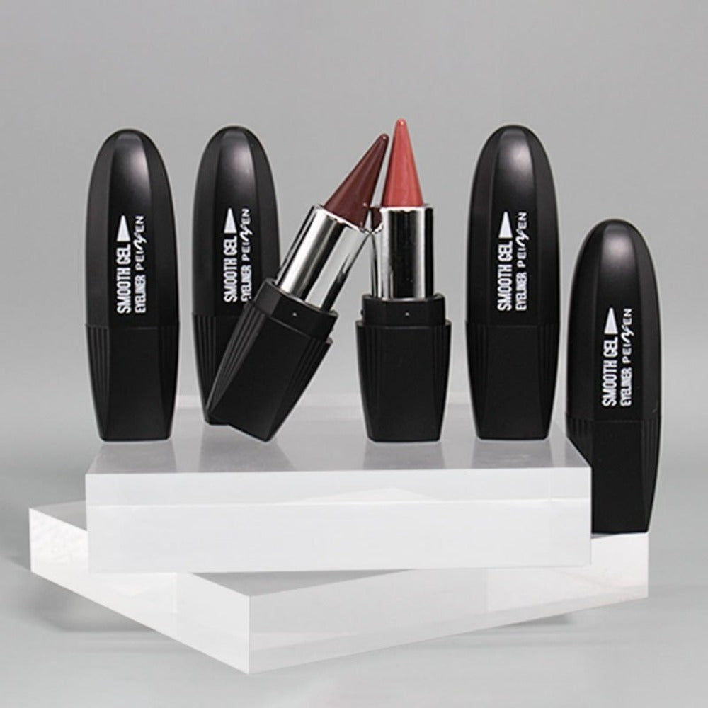 Eyeliner Set 6 Colors - Waterproof Long-Lasting Smudge-Proof Eyeliner Cream, Transfer-Proof Sliding Liner for Eyes & Lips, Black Brown Reddish Brown, Daily & Party Makeup for Women