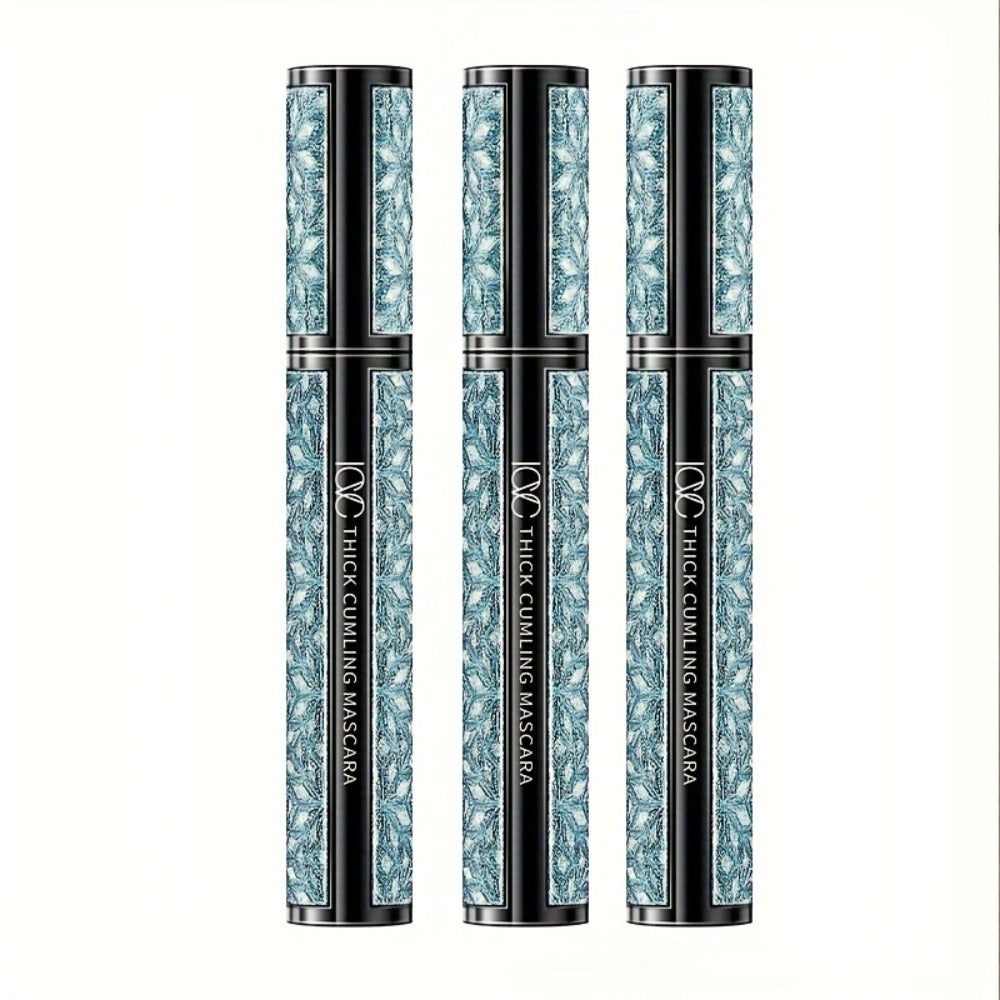 Mascara 4D Fiber Volumizing Lengthening Waterproof 3-Pack, Thick Curling Long-Lasting Black Mascara for Dramatic Lash Depth and Charm