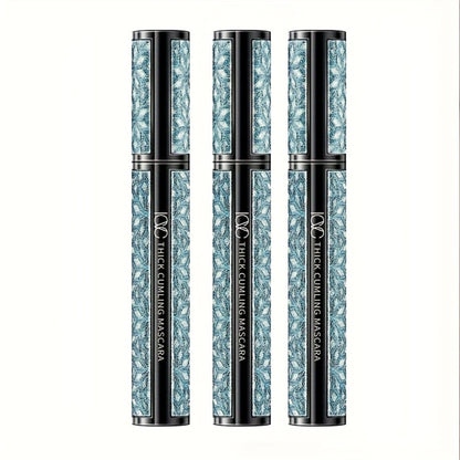 Mascara 4D Fiber Volumizing Lengthening Waterproof 3-Pack, Thick Curling Long-Lasting Black Mascara for Dramatic Lash Depth and Charm
