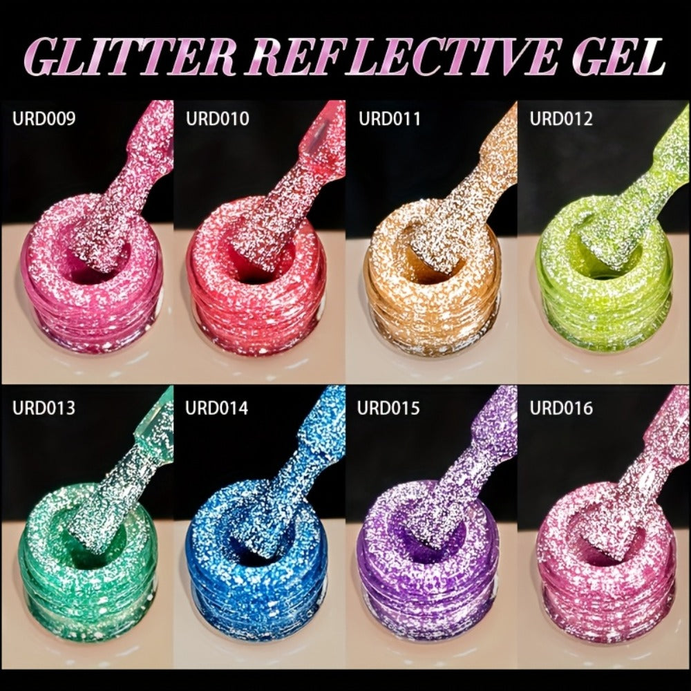 Gel Nail Polish Reflective Glitter - UR SUGAR 15ml Fluorescent Neon Shimmer Soak Off UV LED Semi Permanent Nail Art Varnish Manicure