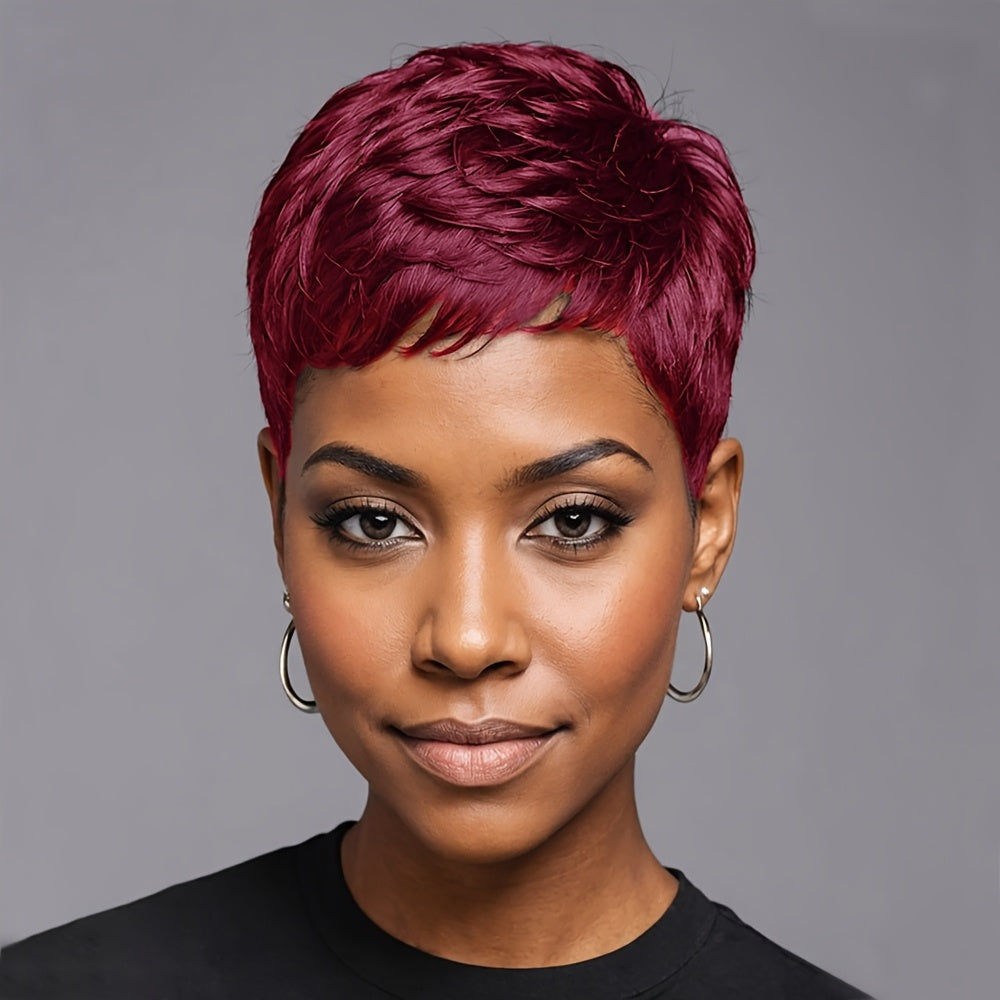 Short Pixie Cut Wig Synthetic Body Wave Colored Wigs for Women Heat Resistant 120% Density Rose Net Cap Halloween Party Music Festival