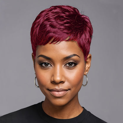 Short Pixie Cut Wig Synthetic Body Wave Colored Wigs for Women Heat Resistant 120% Density Rose Net Cap Halloween Party Music Festival