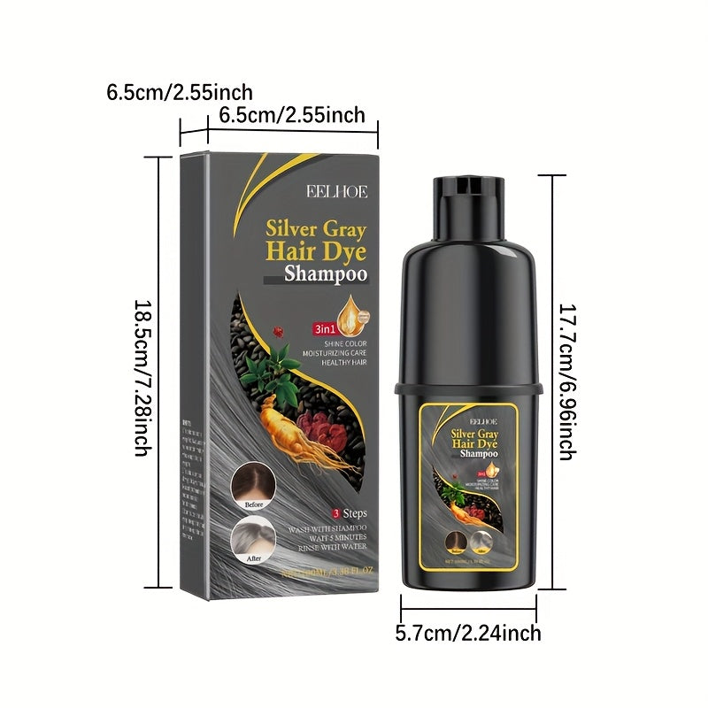 2 Bottles Silvery Gray Hair Color Shampoo - Moisturizing Hair Care And Nourishing & Smooth, Easy to Color, Natural Herbal Hair Color Shampoo, 3.38oz/Bottles for Valentine's Day