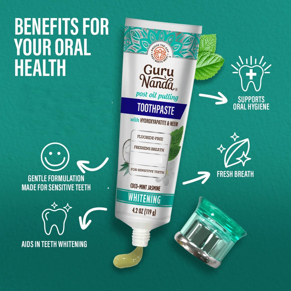 GuruNanda Fluoride Free Whitening Toothpaste with Hydroxyapatite - 1 Pk