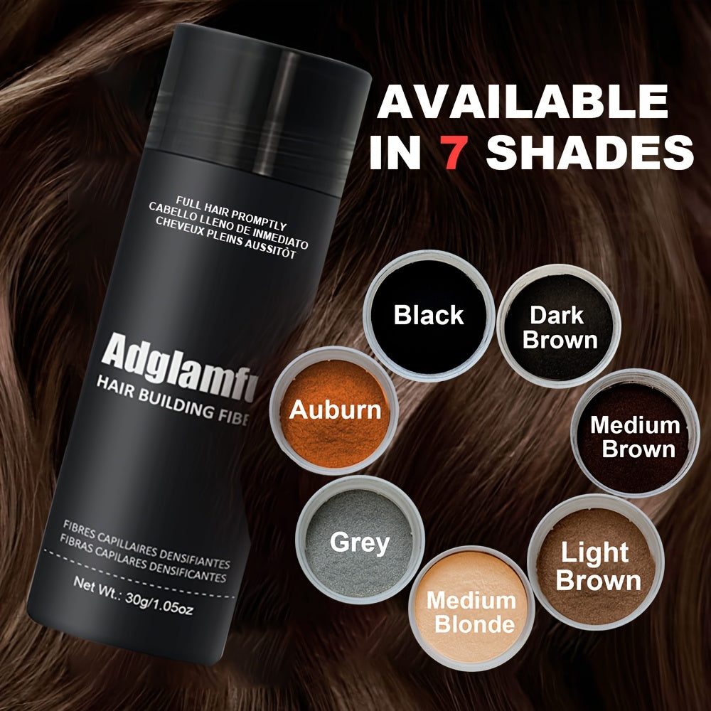 Adglamful 30g Hair Building Fibers - Unisex-adult, Normal Style, Natural Look & Feel, Concealer for Thinning Hair, Cover Hairline, Volume & Thickness Enhancement, Suitable for Dating, Volumizing Hair Fibers, Hair Building Fibers