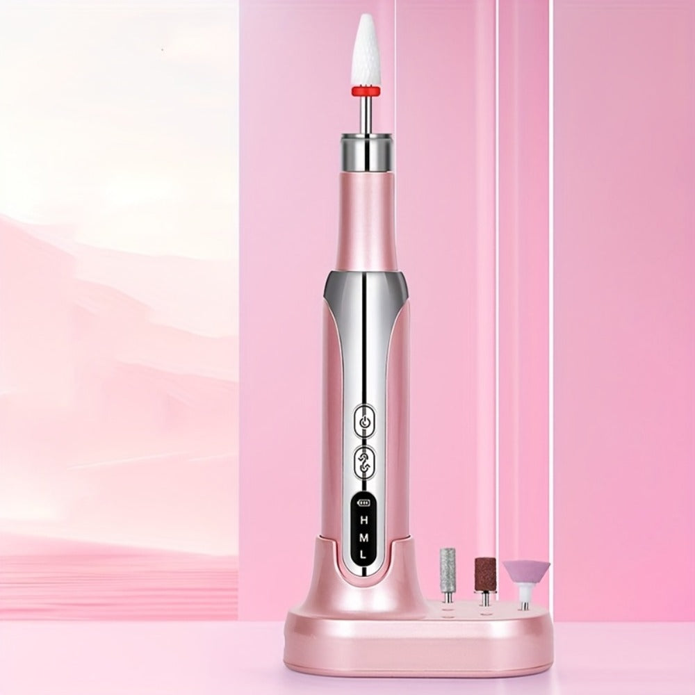 Electric Nail Drill, Cordless Nail Drill, Electric Nail File, USB Rechargeable Portable Nail Drill for Manicure Pedicure And Polishing, with 12 Nail Drill Bits And Sanding Bands, White