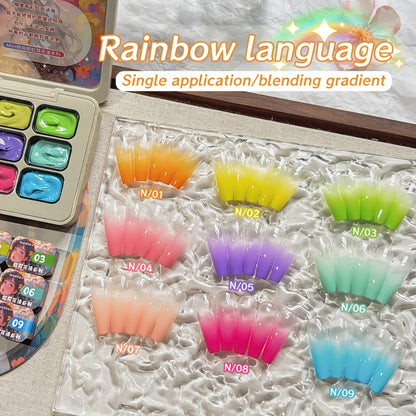 Gel Nail Polish Set 9 Colors | MORDDA Rainbow Mini Nine-Grid Kit — High Saturation, Long Lasting, No Alcohol, Gradient Nail Art Effect, Salon Quality Gift for Women