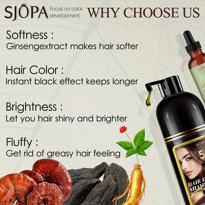 Hair Coloring Shampoo with Rosemary Hair Oil Gift Set — 5-in-1 Color & Care Formula, Moisturizing Glycerin, Gentle Non-Irritating, 16.91 oz Shampoo + Rosemary Oil, 12 Shades Available