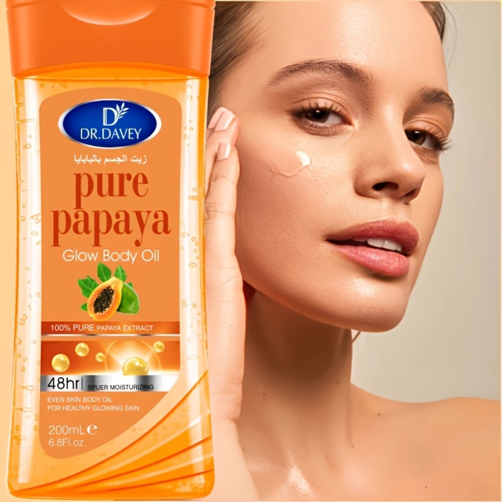Papaya Brightening Glow Oil 2pcs Multi-Use Non-Greasy Fast-Absorbing Moisturizing Body Oil for Skin Hair Nails Scalp Care All Skin Types Mother's Day Gift