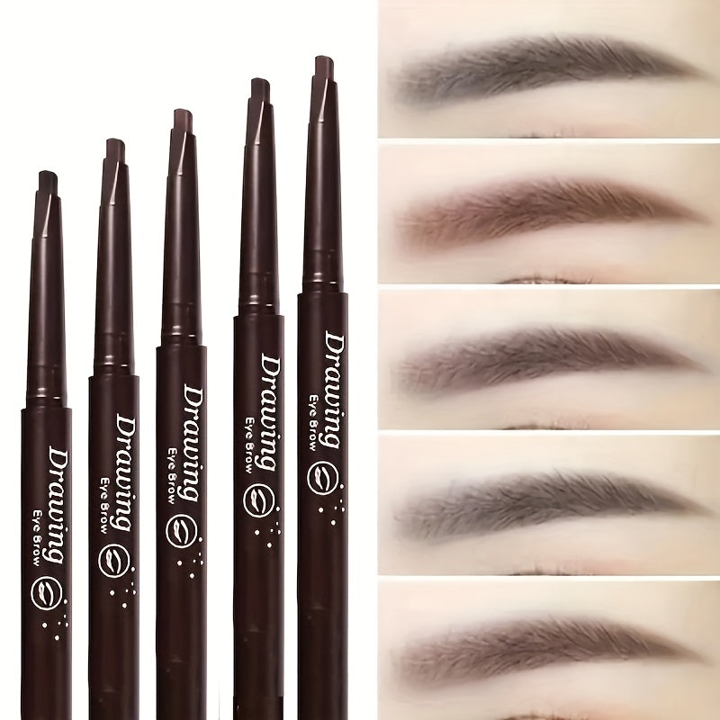 12 pack double ended eyebrow pencil waterproof 5-color natural makeup double ended automatic eyebrow pencil waterproof long effect simple eyebrow pencil and eyebrow brush, perfect gift for Mother's Day