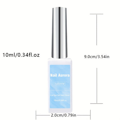 Cat Eye Nail Gel Polish Light Blue Iridescent Holographic Magnetic Gel Nail Polish for Women UV LED Soak Off Gel Manicure Shimmer Aurora Effect Long Lasting Nail Art Color 10ml