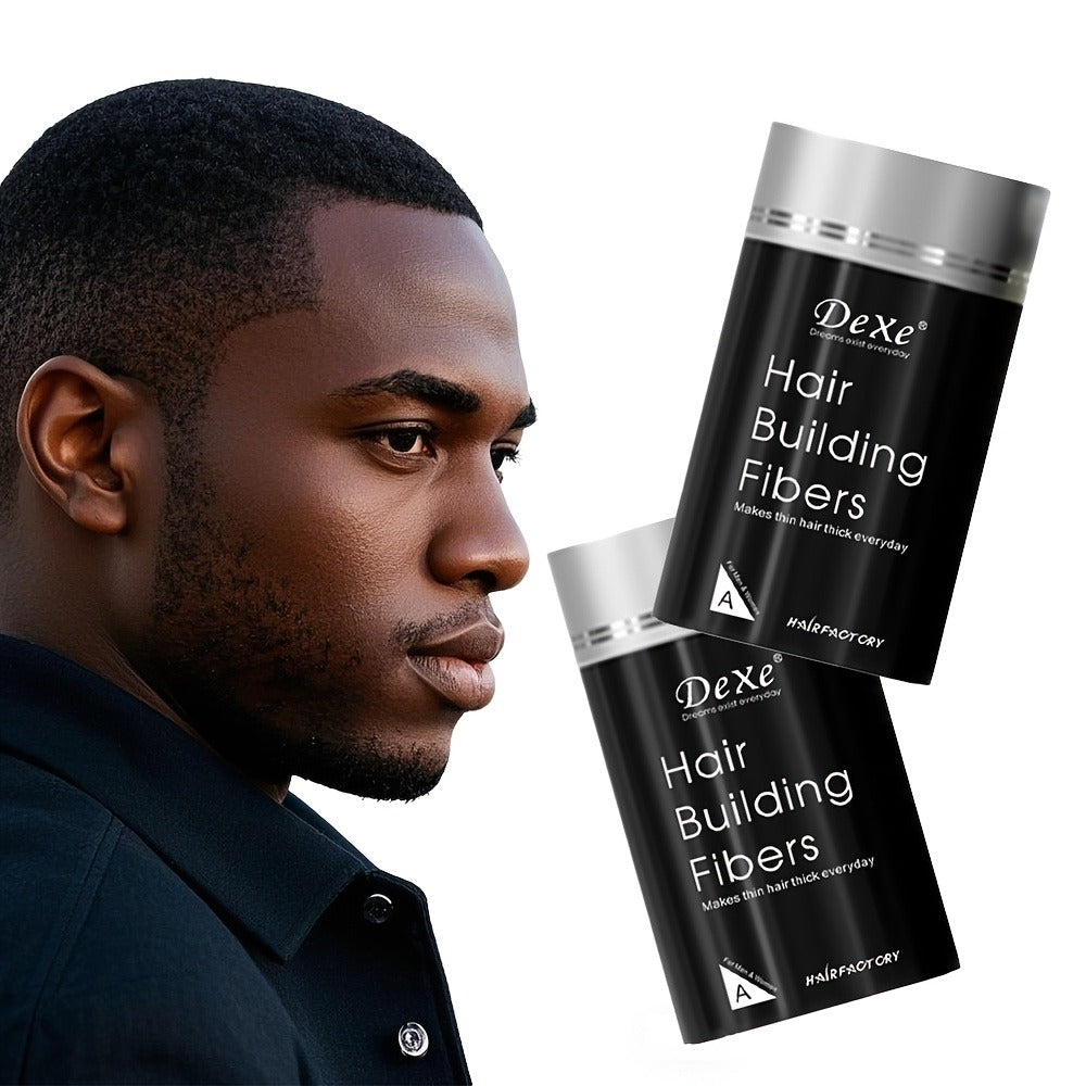 Hair Fiber Powder 2pcs DeXe 22g, Instant Hair Thickening Fibers, 1-Second Adhesion, Natural Fine Finish, Unisex for Men & Women, Travel & Business Ready — Black, Dark Brown