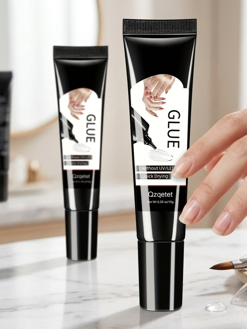 3 Pack Solid Nail Glue Gel For Press On Nails, Extra Strong Nail Glue, No Lamp Required, Quick Drying Semi-solid Nail Glue, Long Lasting False Acrylic Nail Glue Gel (10g X 3)