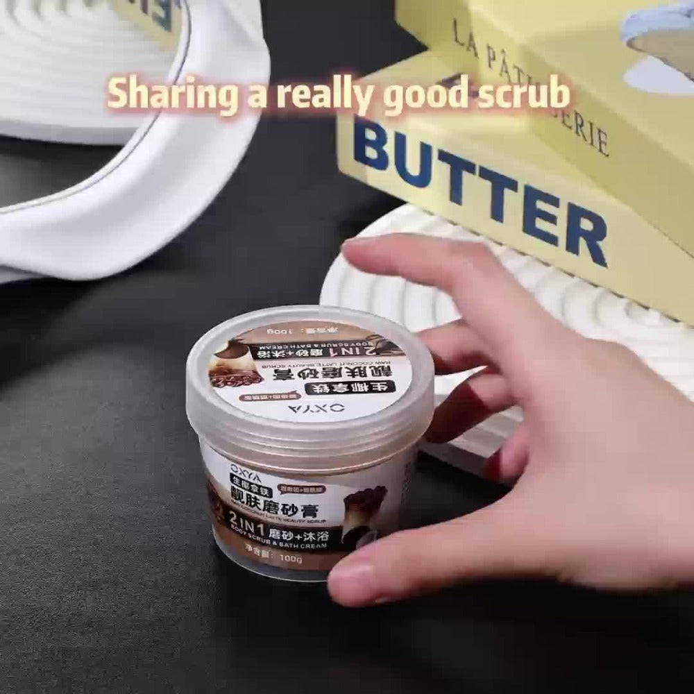 Raw Coconut Latte Scrub - Deep Moisturizing Cleansing and Exfoliating for Face & Body, Gentle Non-Irritating with Shea Butter and Coconut Oil, Suitable for All Light Beige Types, Unisex Skincare Essential