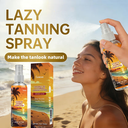 Self Tanning Spray with Coconut Oil 100ml - Sunless Tanner for Natural Bronze Glow Sun-Kissed Complexion Indoor Self Tan Spray Hydrating Nourishing Portable Bottle for Women Men